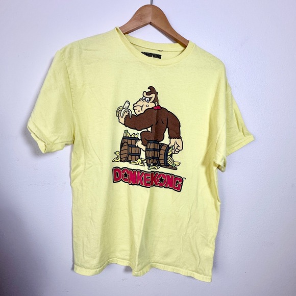 NINTENDO DONKEY KONG‎ Nostalgic Graphic Print Short Sleeve T-Shirt Yellow Size L - Picture 1 of 4